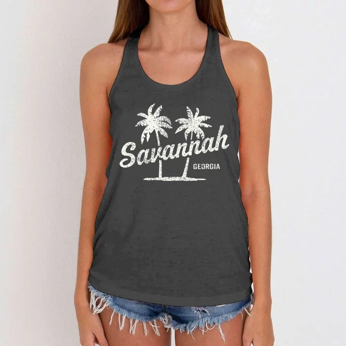 Savannah Georgia Vintage 70s Palm Trees Women's Knotted Racerback Tank