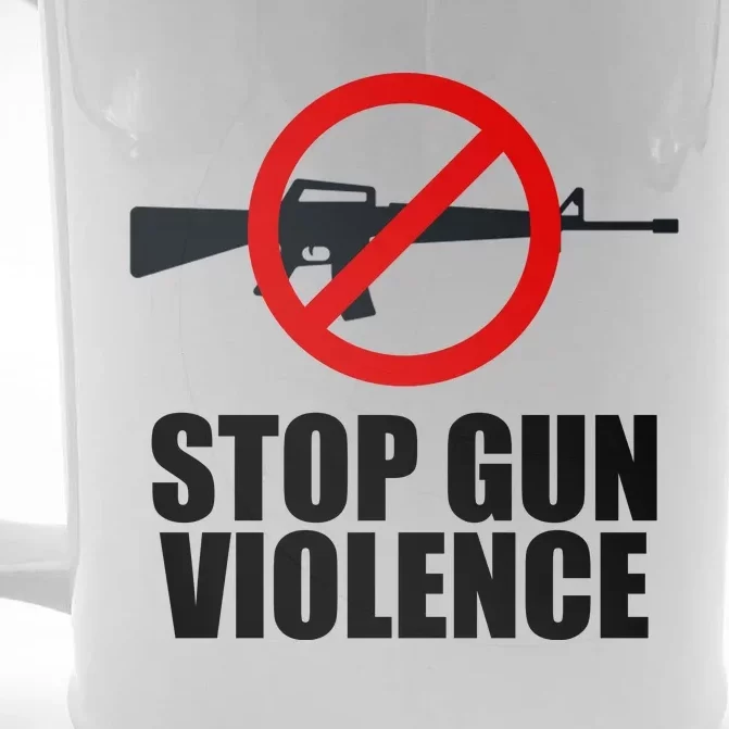 Stop Gun Violence Anti Guns Front & Back Beer Stein