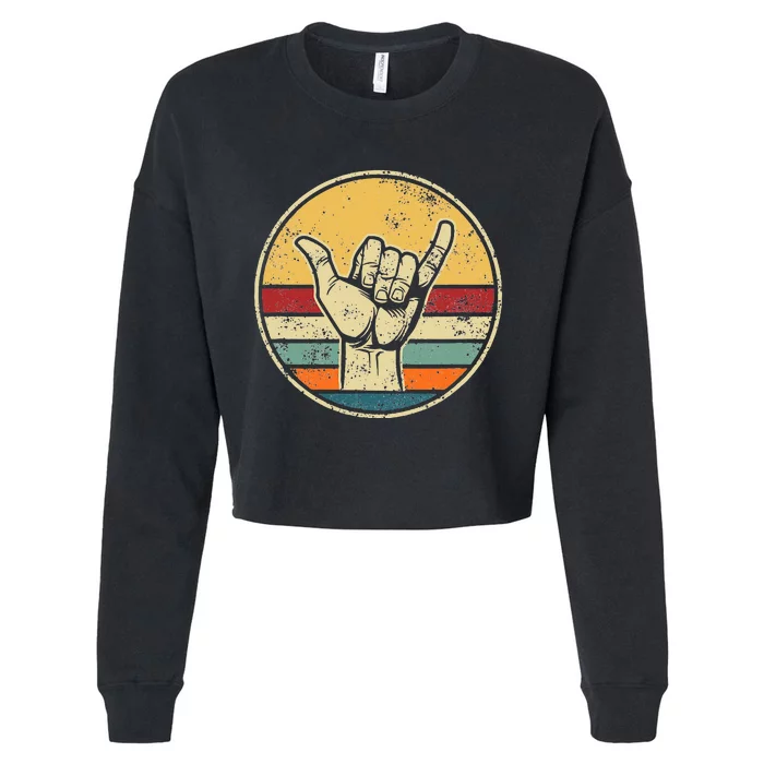 Shaka Good Vibes Hang Loose Surfing Beach Apparel Design Cropped Pullover Crew