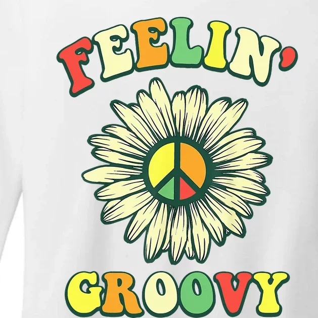 Sunflower Good Vibes Quote Feelin Groovy Hippie Peace Womens CVC Long Sleeve Shirt