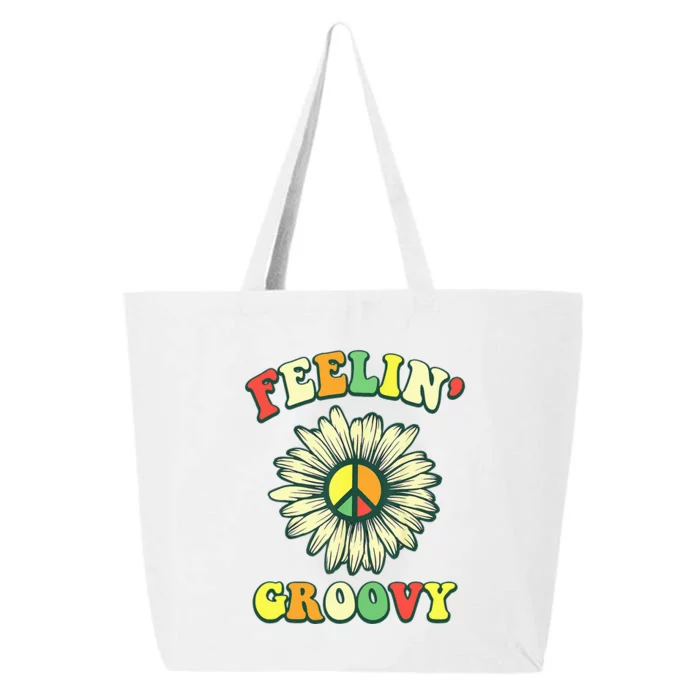 Sunflower Good Vibes Quote Feelin Groovy Hippie Peace 25L Jumbo Tote