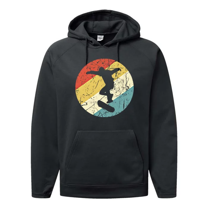 Skateboarding Gift Vintage Retro Skateboarder Gift Performance Fleece Hoodie