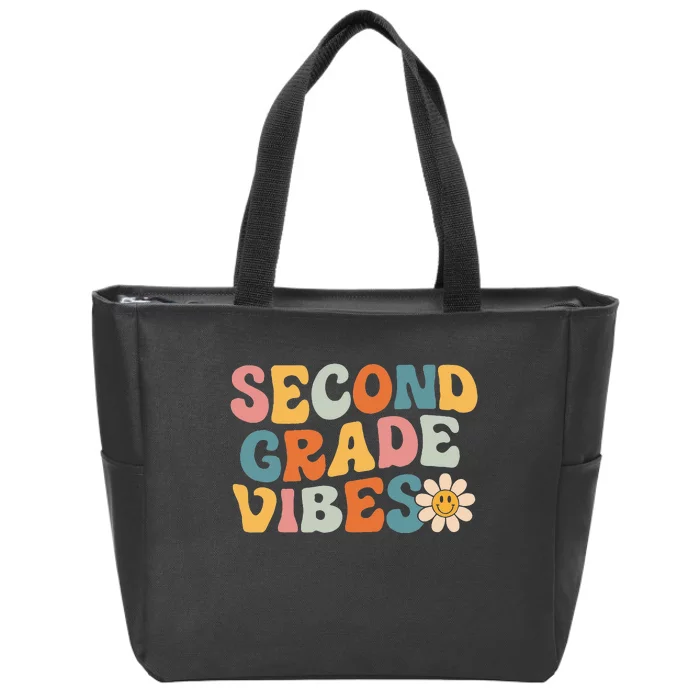 Second Grade Vibes 2nd Grade Team Retro 1st Day Of School Zip Tote Bag