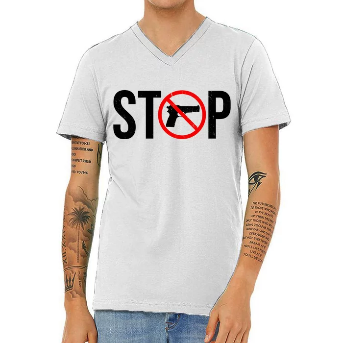 Stop Gun Violence Anti Guns V-Neck T-Shirt