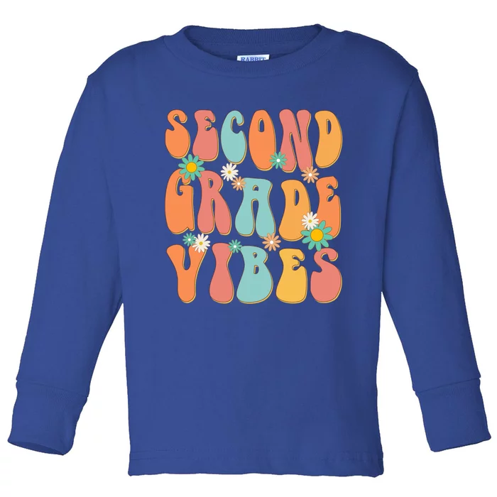 Second Grade Vibes 2Nd Grade Teacher Back To School Groovy Meaningful Gift Toddler Long Sleeve Shirt