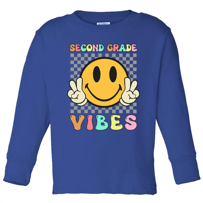 Second Grade Vibes 2Nd Grade Teacher Student Funny Groovy Meaningful Gift Toddler Long Sleeve Shirt