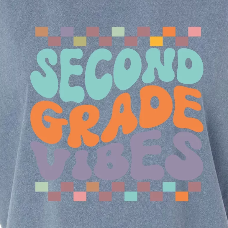 Second Grade Vibes Retro Groovy 2nd Grade Back To School Gift Garment-Dyed Women's Muscle Tee