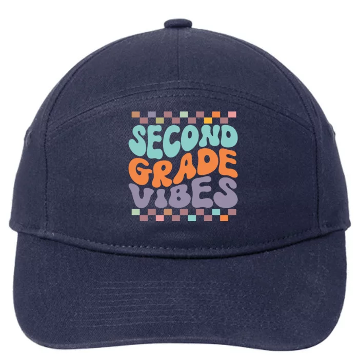 Second Grade Vibes Retro Groovy 2nd Grade Back To School Gift 7-Panel Snapback Hat