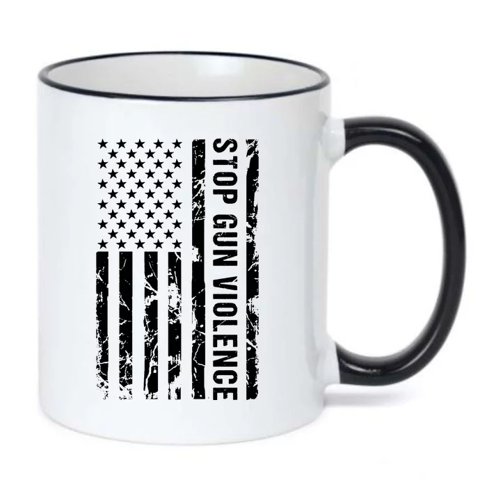 Stop Gun Violence Gun Awareness American Flag Black Color Changing Mug