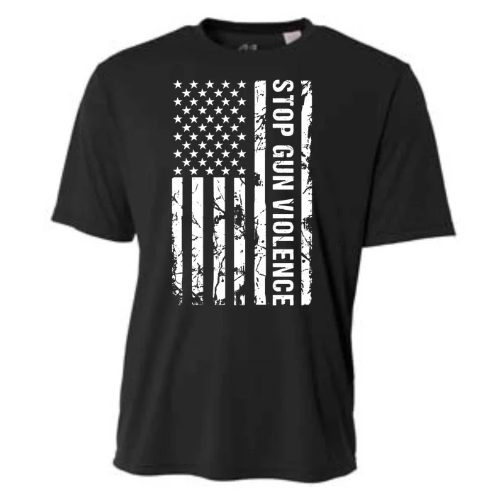 Stop Gun Violence Gun Awareness American Flag Cooling Performance Crew T-Shirt