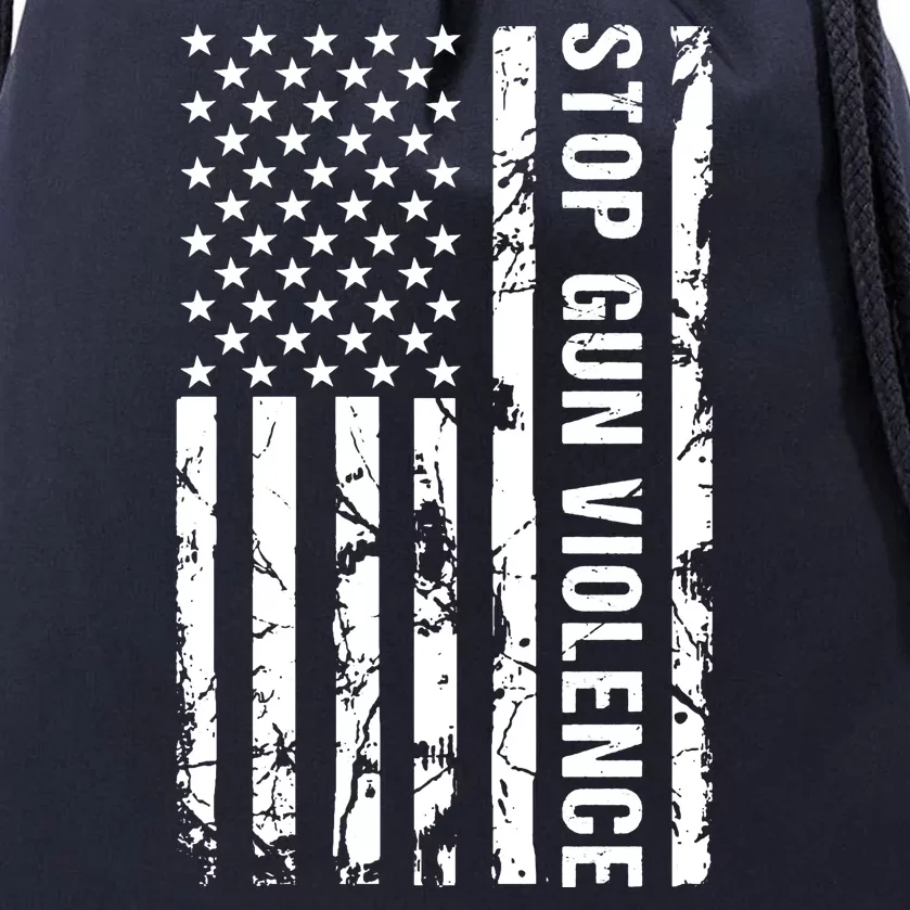 Stop Gun Violence Gun Awareness American Flag Drawstring Bag