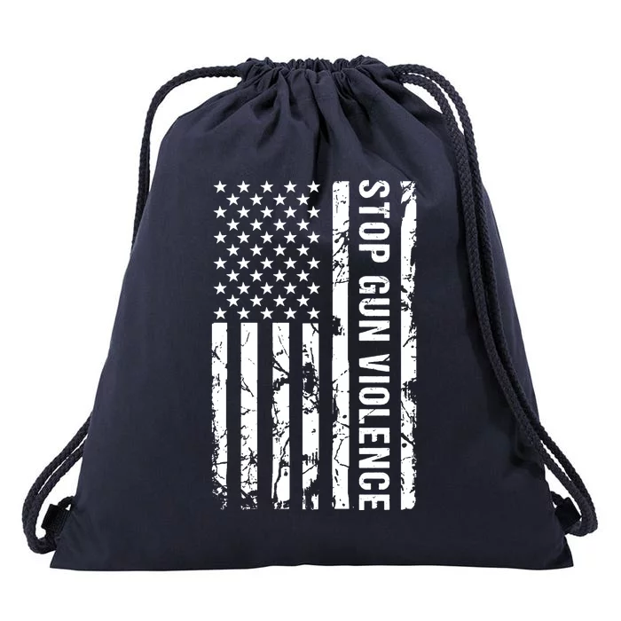 Stop Gun Violence Gun Awareness American Flag Drawstring Bag