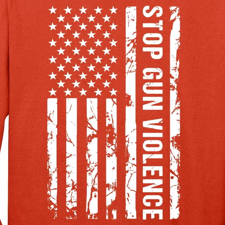 Stop Gun Violence Gun Awareness American Flag Tall Long Sleeve T-Shirt