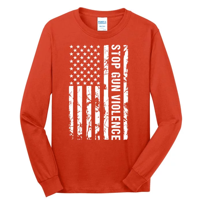 Stop Gun Violence Gun Awareness American Flag Tall Long Sleeve T-Shirt