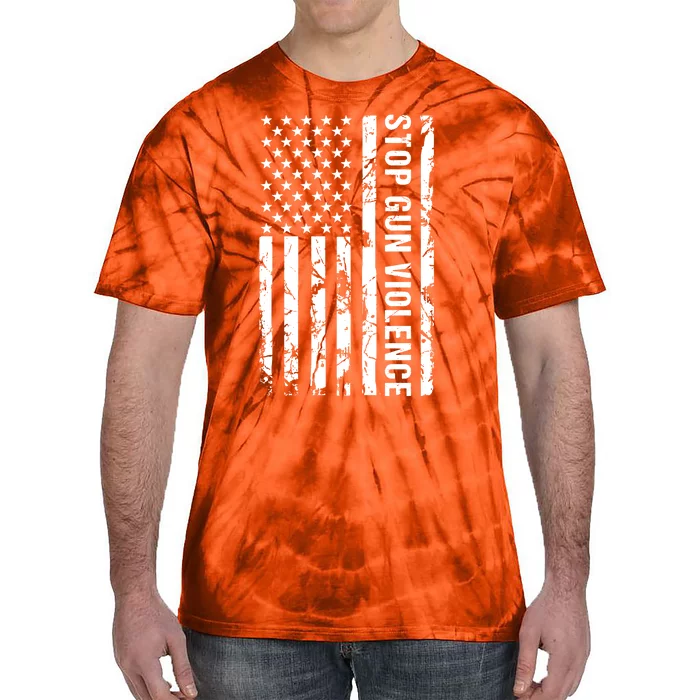 Stop Gun Violence Gun Awareness American Flag Tie-Dye T-Shirt