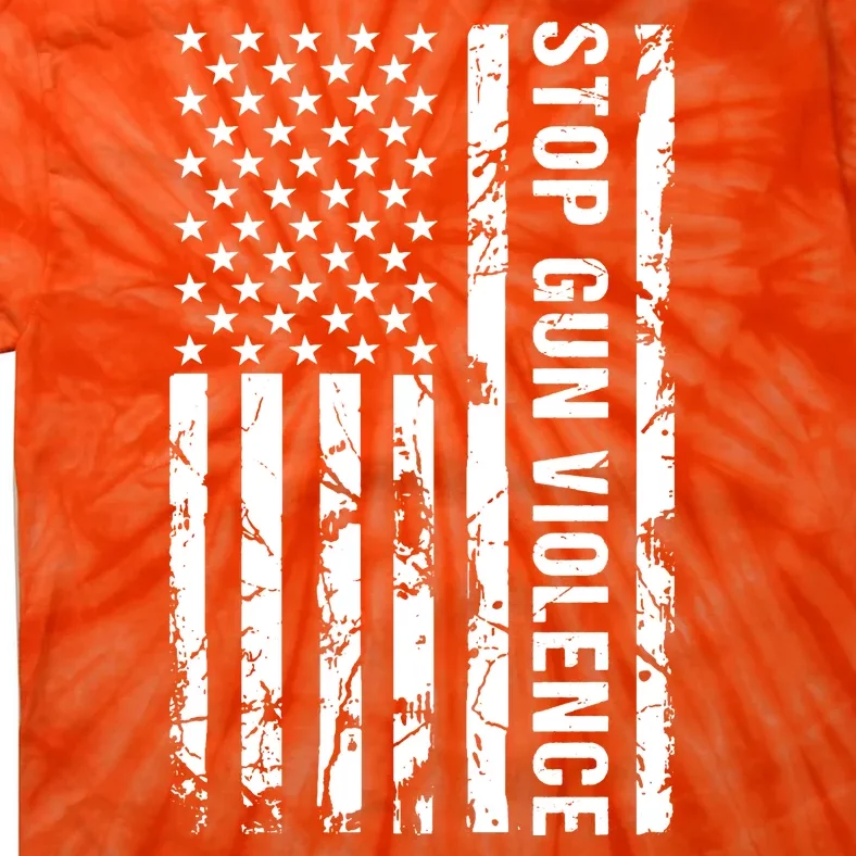 Stop Gun Violence Gun Awareness American Flag Tie-Dye T-Shirt