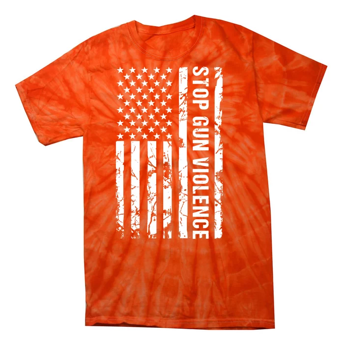 Stop Gun Violence Gun Awareness American Flag Tie-Dye T-Shirt