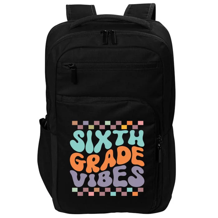 Sixth Grade Vibes Retro Groovy 6th Grade Back To School Gift Impact Tech Backpack