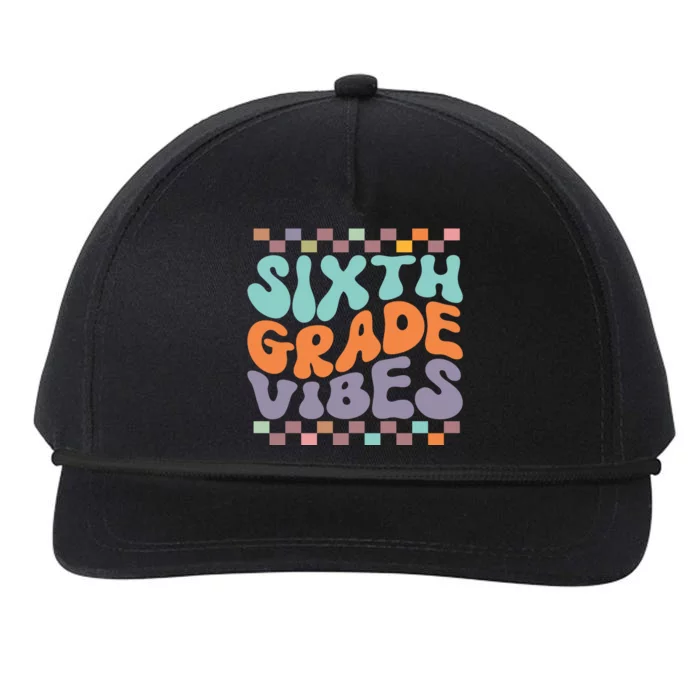 Sixth Grade Vibes Retro Groovy 6th Grade Back To School Gift Snapback Five-Panel Rope Hat