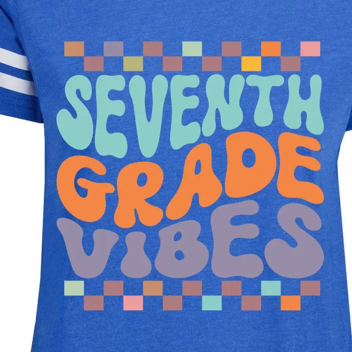 Seventh Grade Vibes Retro Groovy 7th Grade Back To School Gift Enza Ladies Jersey Football T-Shirt