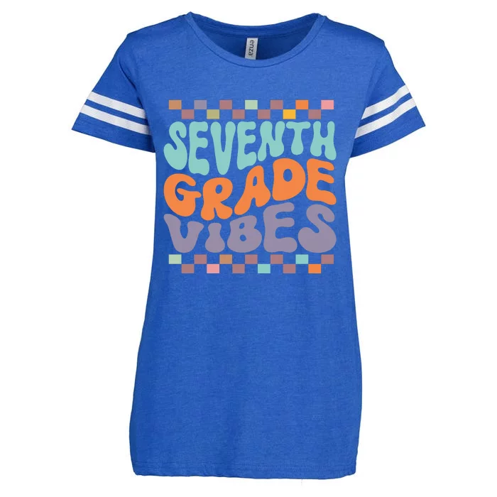 Seventh Grade Vibes Retro Groovy 7th Grade Back To School Gift Enza Ladies Jersey Football T-Shirt