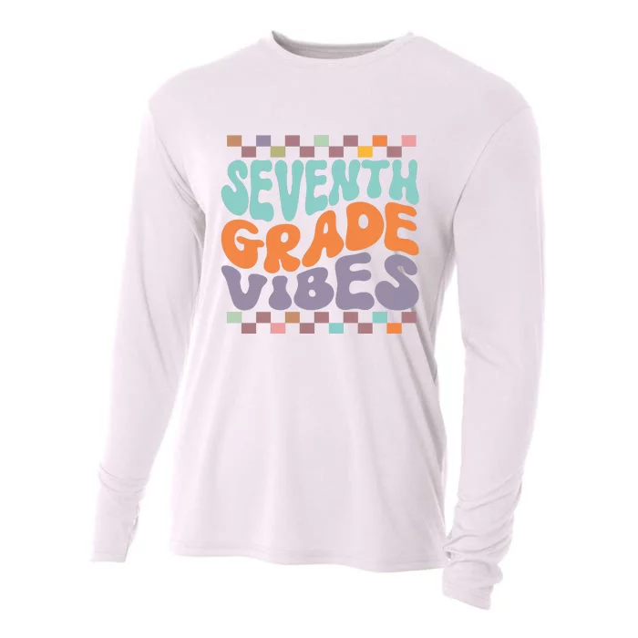 Seventh Grade Vibes Retro Groovy 7th Grade Back To School Gift Cooling Performance Long Sleeve Crew