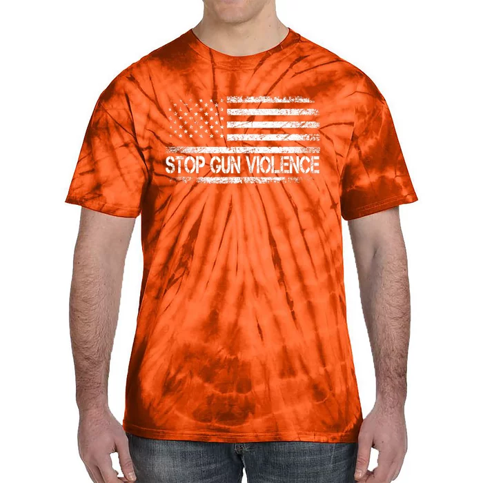 Stop Gun Violence End Gun Violence America Flag Tie-Dye T-Shirt