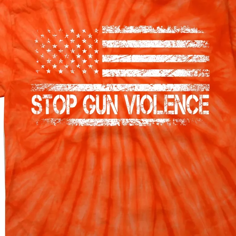 Stop Gun Violence End Gun Violence America Flag Tie-Dye T-Shirt