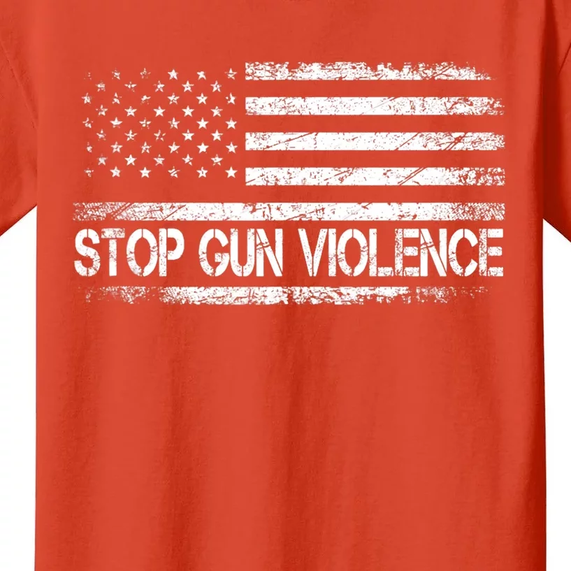 Stop Gun Violence End Gun Violence America Flag Kids T-Shirt