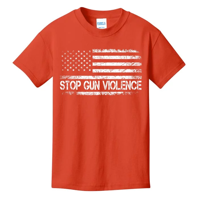 Stop Gun Violence End Gun Violence America Flag Kids T-Shirt