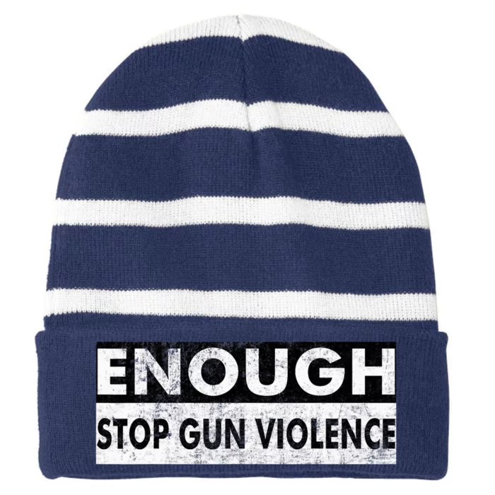 Stop Gun Violence Orange Striped Beanie with Solid Band