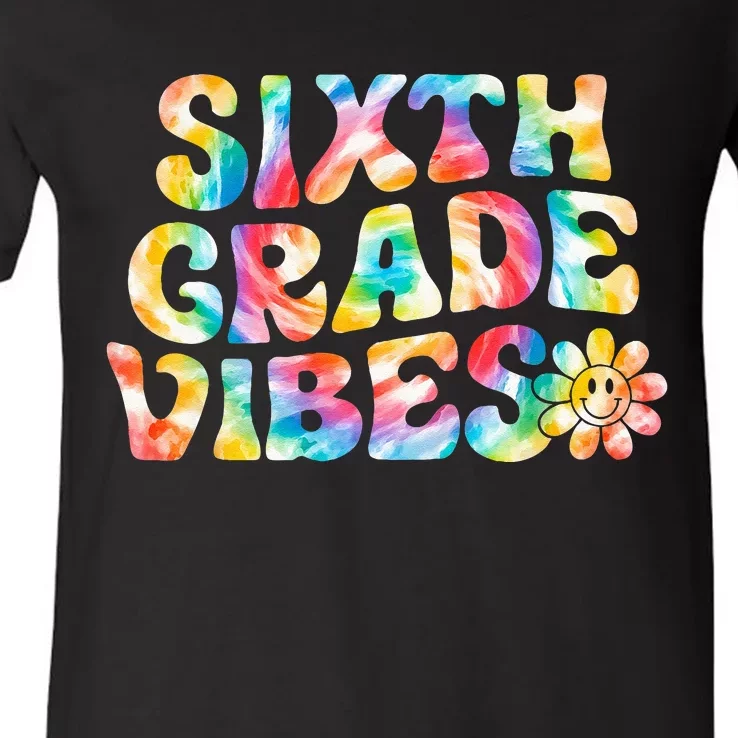 Sixth Grade Vibes 6th Grade Team Retro Back To School V-Neck T-Shirt