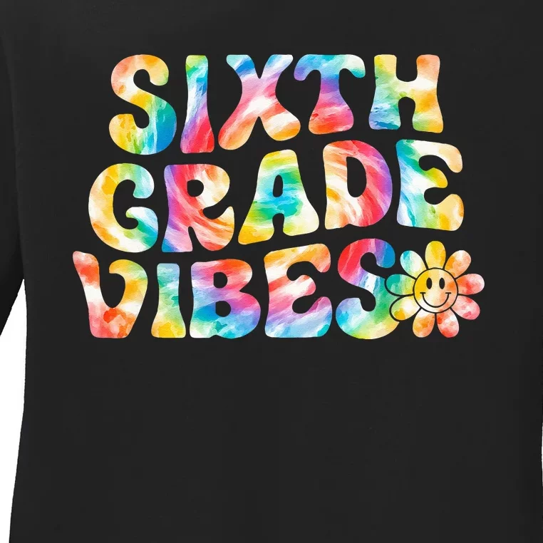 Sixth Grade Vibes 6th Grade Team Retro Back To School Ladies Long Sleeve Shirt