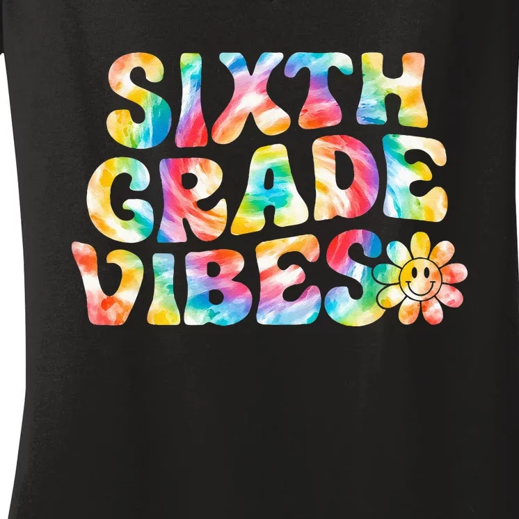 Sixth Grade Vibes 6th Grade Team Retro Back To School Women's V-Neck T-Shirt