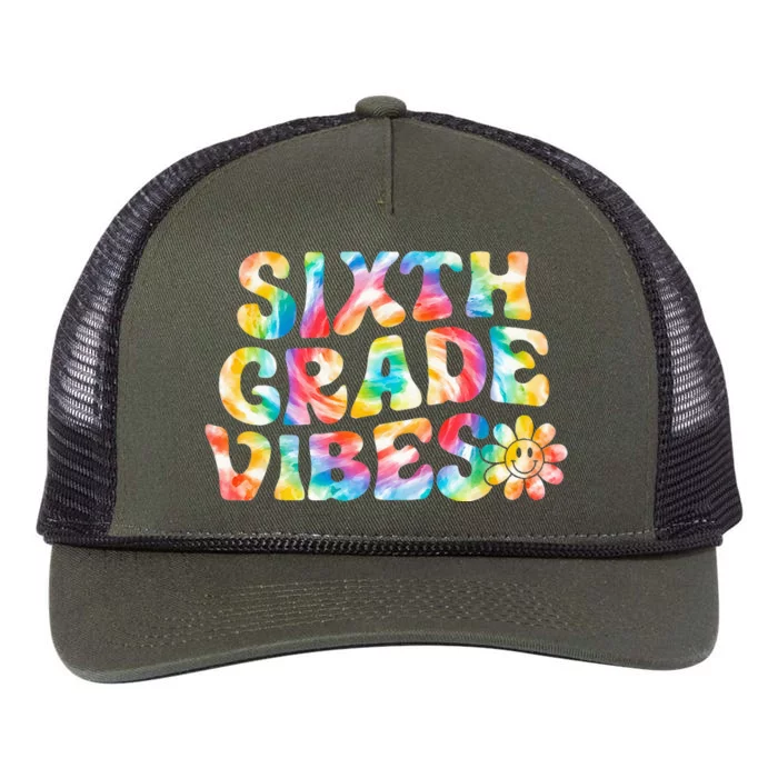 Sixth Grade Vibes 6th Grade Team Retro Back To School Retro Rope Trucker Hat Cap