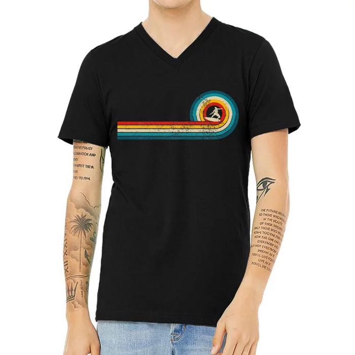 Surfer Gift Vintage Wave Retro Surfing Surf Beach V-Neck T-Shirt