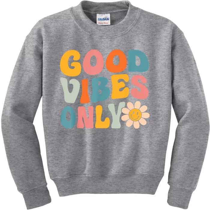 Summer Good Vibes Only Groovy Retro Beach Hawaii Vacation Kids Sweatshirt