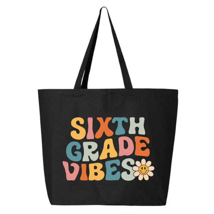 Sixth Grade Vibes 6th Grade Team Retro 1st Day Of School 25L Jumbo Tote