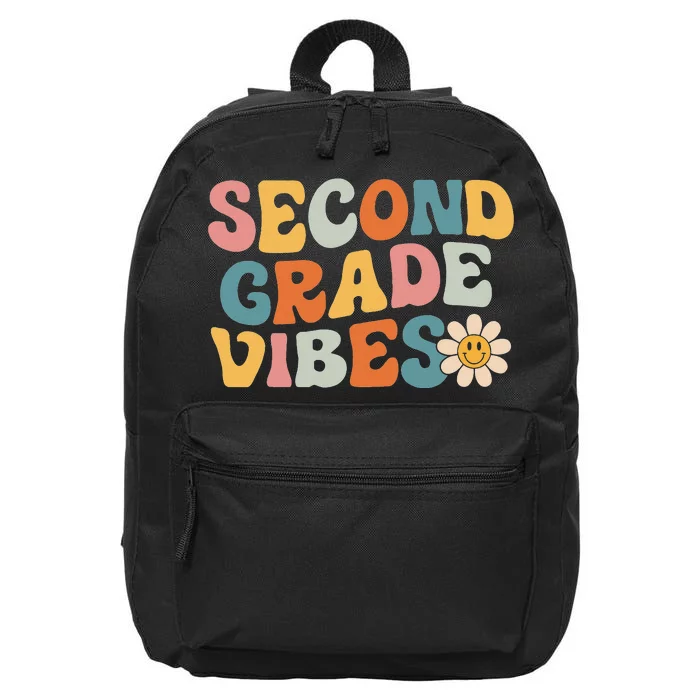 Second Grade Vibes 2nd Grade Team Retro 1st Day of School 16 in Basic Backpack