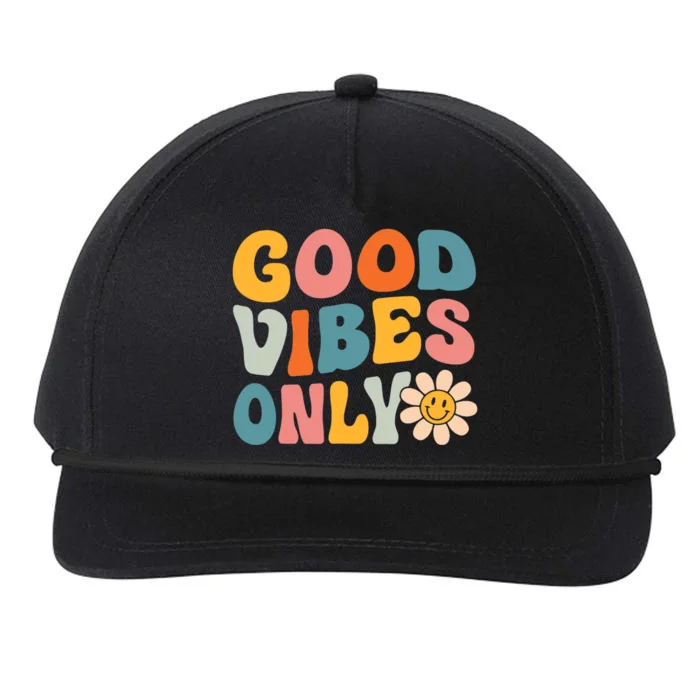 Summer Good Vibes Only Groovy Retro Beach Hawaii Vacation Snapback Five-Panel Rope Hat