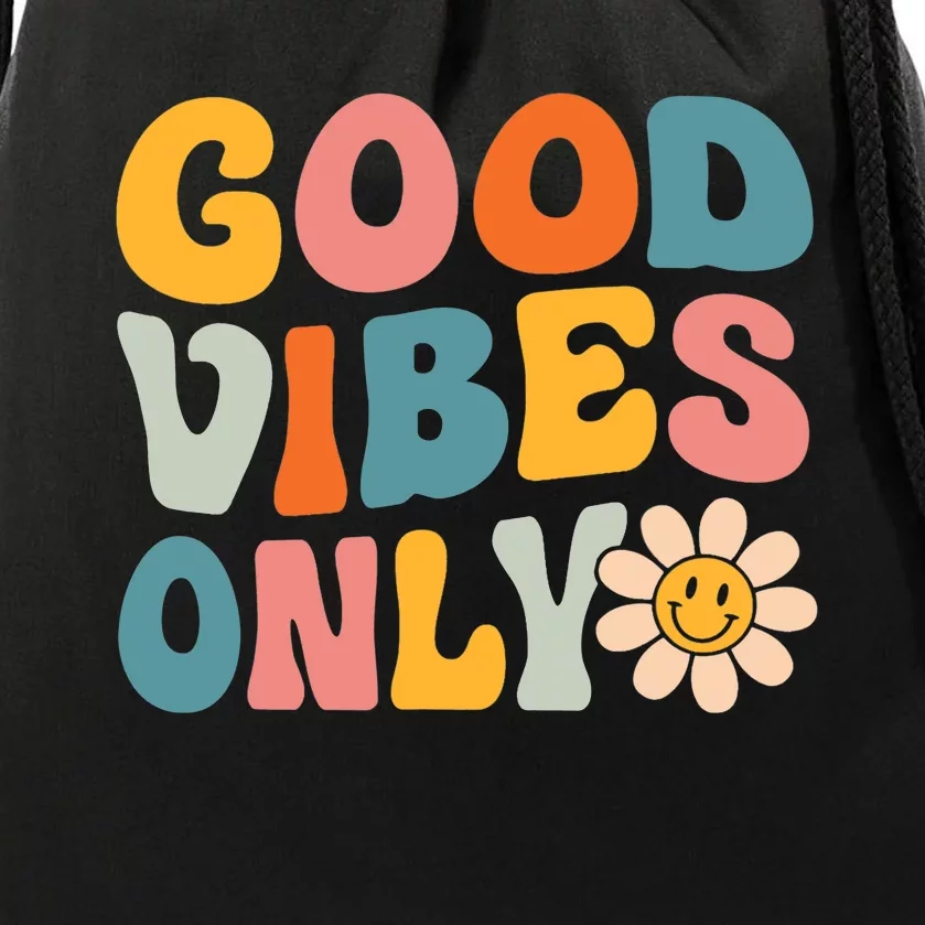 Summer Good Vibes Only Groovy Retro Beach Hawaii Vacation Drawstring Bag