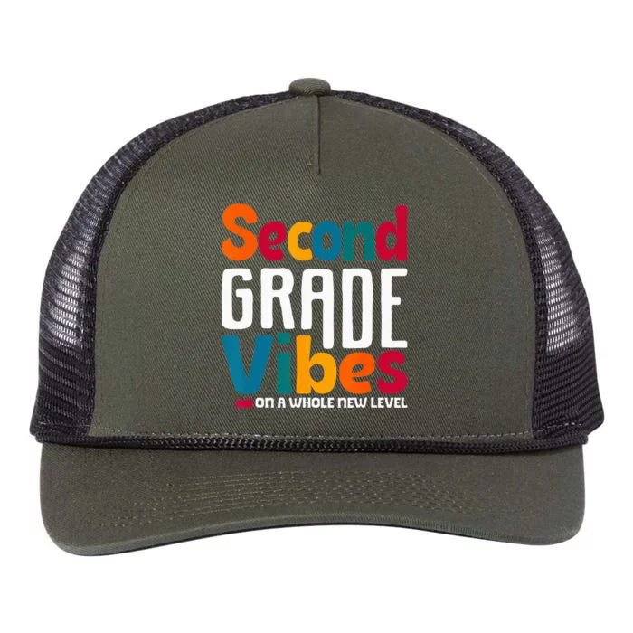 Second Grade Vibes Vintage 1st Day Of School Team 2nd Grade Retro Rope Trucker Hat Cap