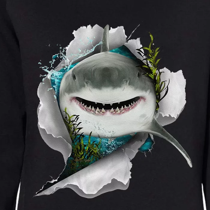 Shark Great White Shark Deep Sea Fishing Funny Shark Womens California Wash Sweatshirt