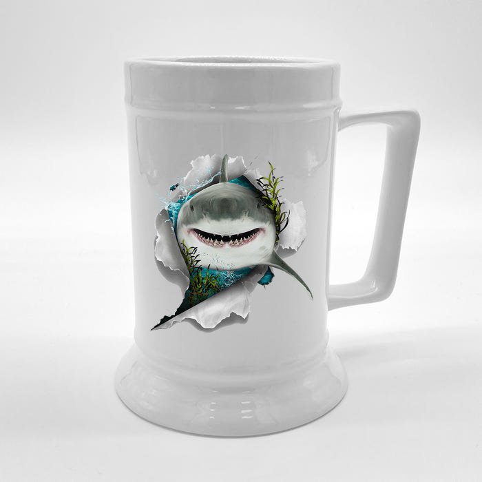 Shark Great White Shark Deep Sea Fishing Funny Shark Front & Back Beer Stein