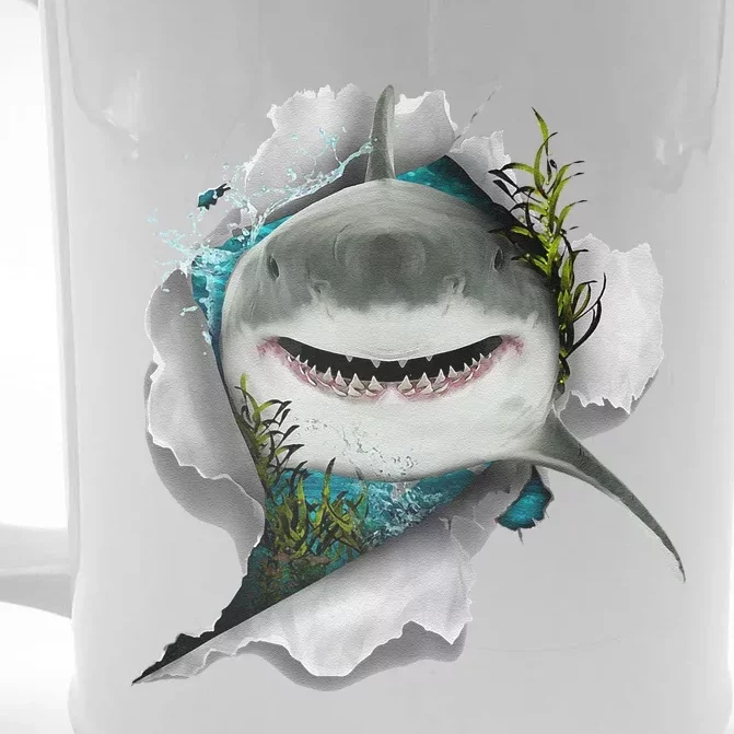 Shark Great White Shark Deep Sea Fishing Funny Shark Front & Back Beer Stein