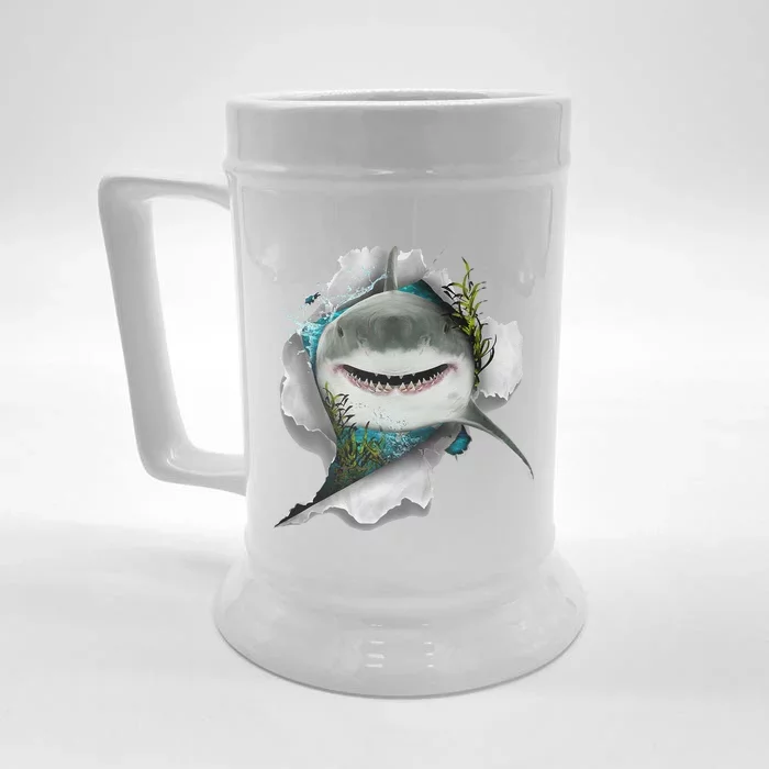 Shark Great White Shark Deep Sea Fishing Funny Shark Front & Back Beer Stein