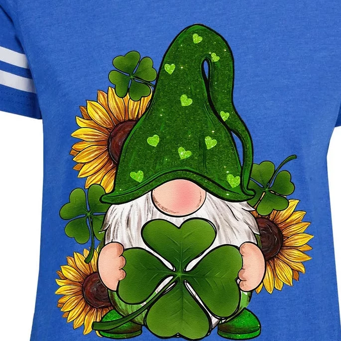 Sunflowers Gnome With Shamrock Gnome St Patricks Day Costume Enza Ladies Jersey Football T-Shirt