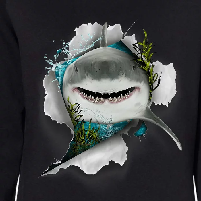 Shark Great White Shark Deep Sea Fishing Funny Shark Womens California Wash Sweatshirt