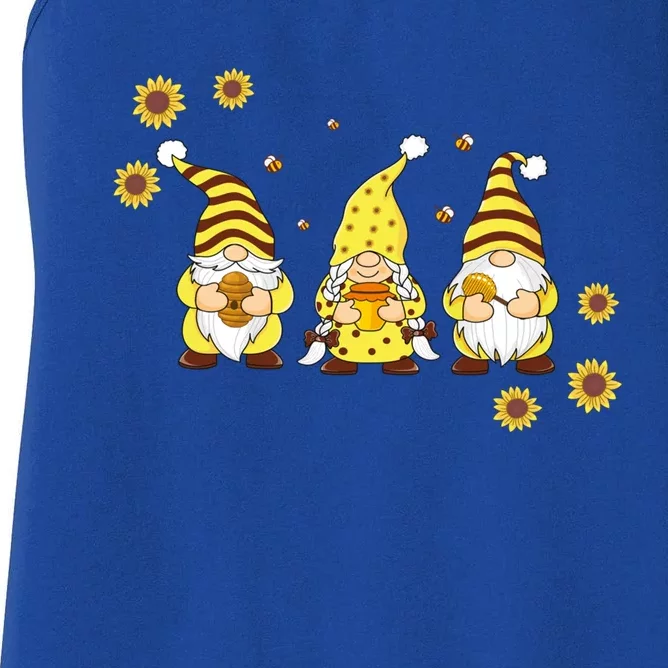 Sunflower Gnome With Bee Funny Hippie Gnome Lover Gift Women's Racerback Tank