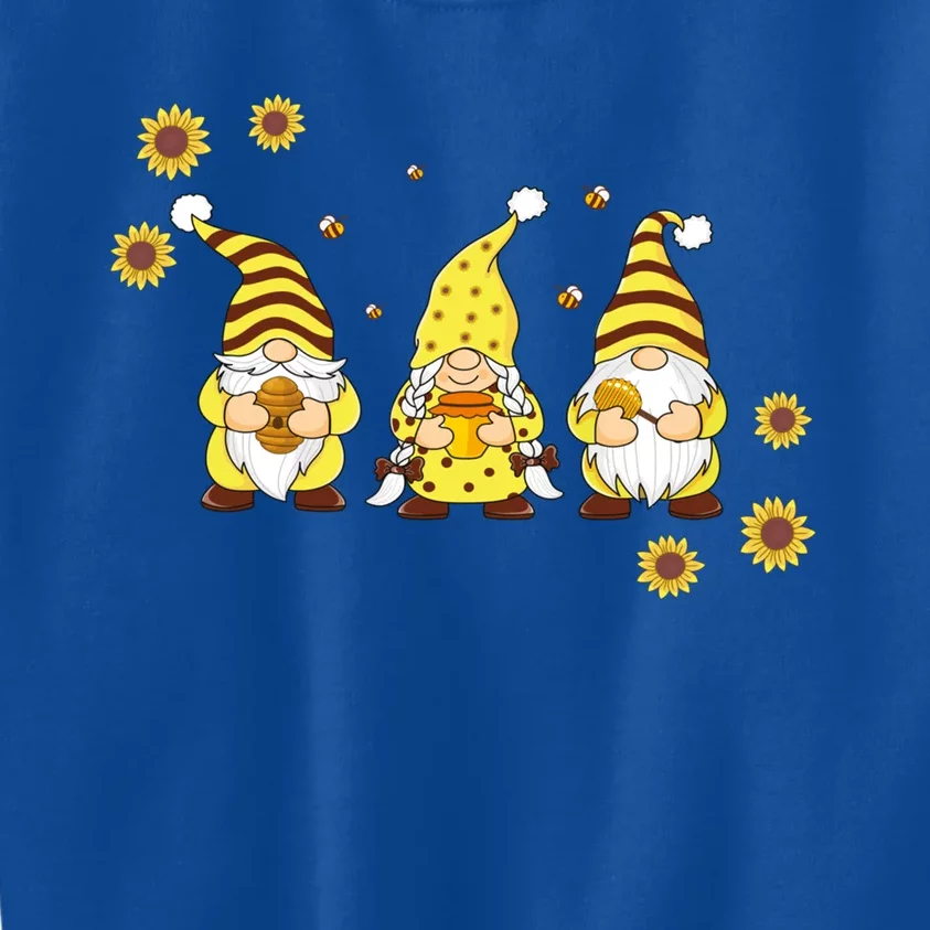 Sunflower Gnome With Bee Funny Hippie Gnome Lover Gift Kids Sweatshirt